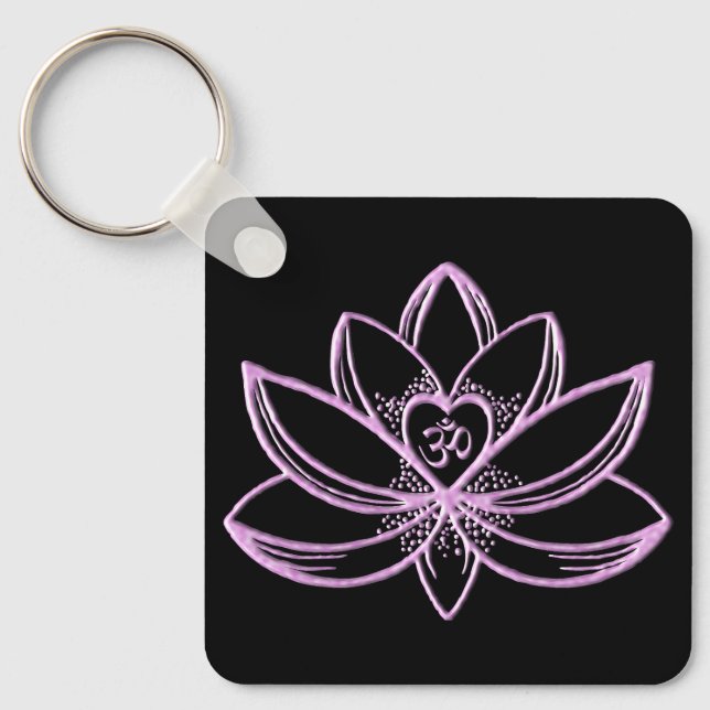 Pink Lotus  Key Ring (Front)