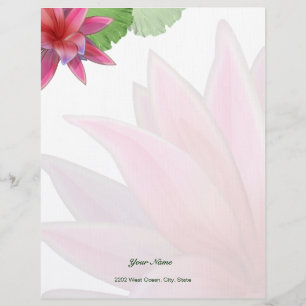 Pink Lotus Letterhead Linen  Stationery