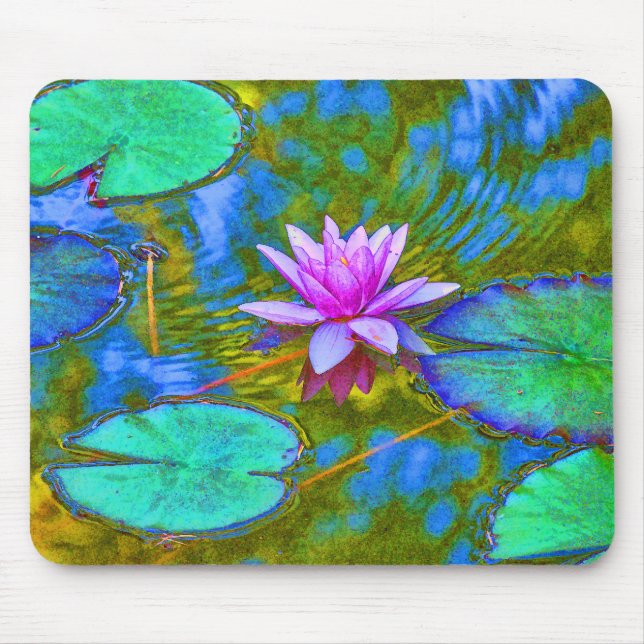 Pink Lotus Lilypad - Beautiful Photo - Yoga Theme Mouse Mat (Front)