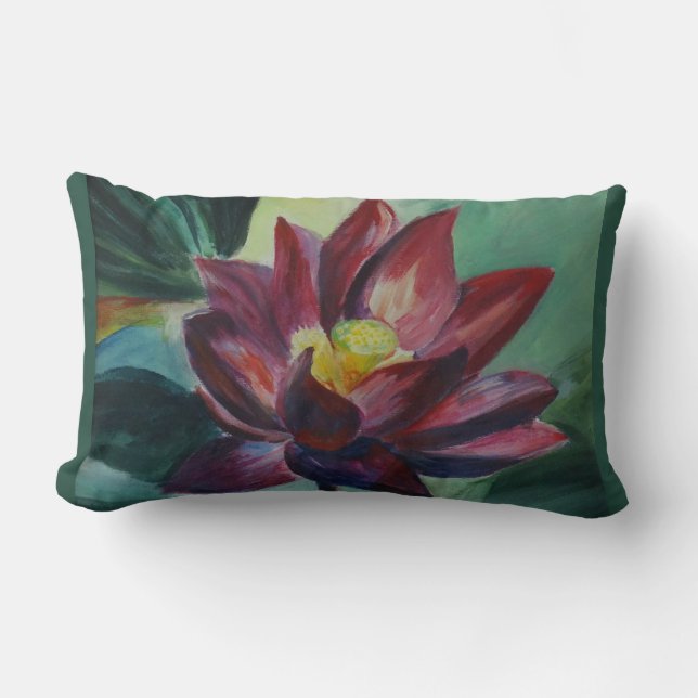 Pink lotus Lumbar Pillow 33 cm x 53 cm (Front)