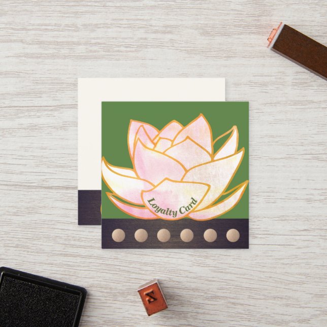 Pink Lotus Mandala 6 Punch Loyalty Card (Front/Back In Situ)