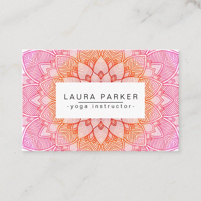 Pink Lotus Mandala Yoga Meditation Holistic Business Card (Front)