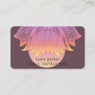 Pink Lotus Mandala Yoga Trainer Meditation Business Card