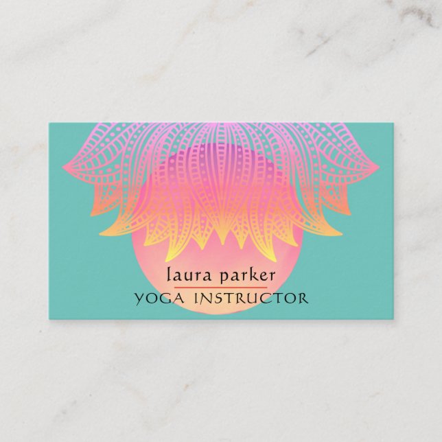 Pink Lotus Mandala Yoga Trainer Meditation Business Card (Front)