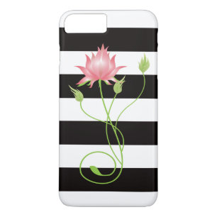 Pink Lotus Modern Stripe Floral iPhone 8 Plus/7 Plus Case