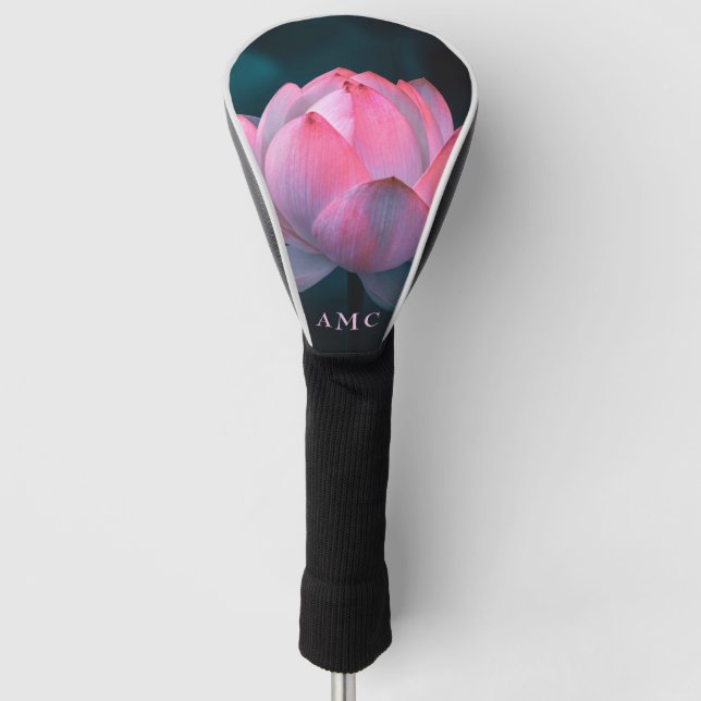 Pink Lotus Monogram Golf Head Cover (Front)