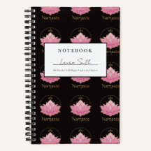 Pink Lotus Namaste Personalised Notebook