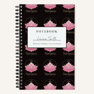 Pink Lotus Namaste Personalised Notebook