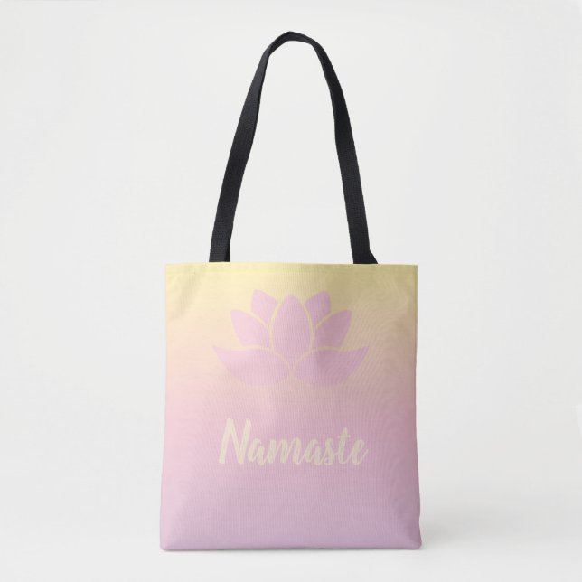 Pink Lotus Namaste Tote Bag (Front)