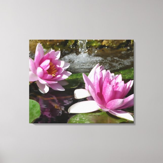 Pink Lotus on Stretched Canvas Print (Front)