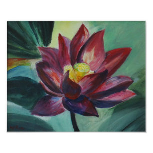Pink Lotus Painting , Kodak Professional Paper Photo Print