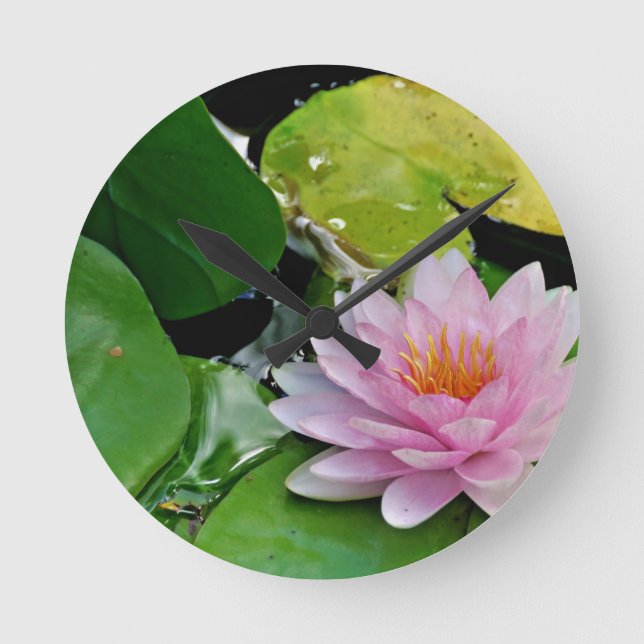 Pink Lotus Round Clock (Front)