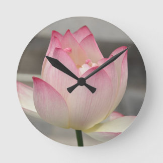 Pink Lotus Round Clock