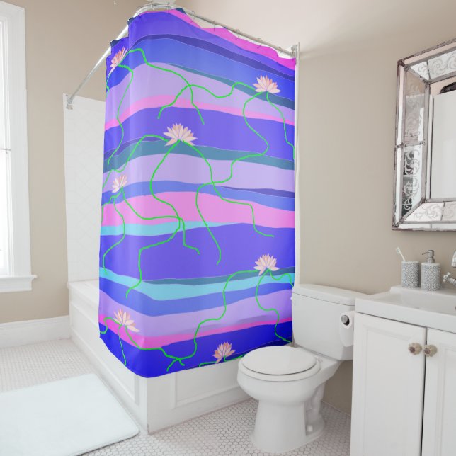 Pink Lotus Shower Curtain (In Situ)