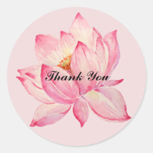 Pink Lotus Thank you Classic Round Sticker