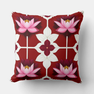 Pink Lotus Vibrant Floral Design Cushion