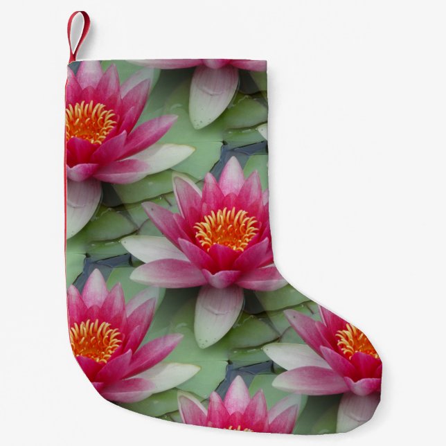 Pink Lotus Water Lily Christmas Stocking (Front)