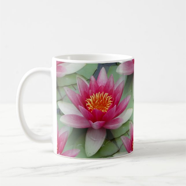 Pink Lotus Water Lily Coffee Mug (Left)
