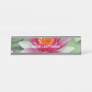 Pink Lotus Water Lily Desk Name Plate