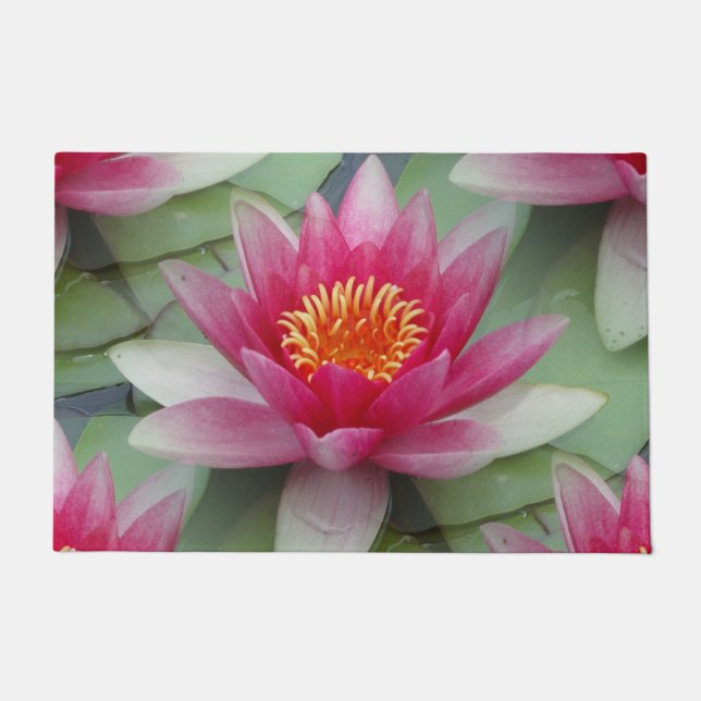 Pink Lotus Water Lily Doormat (Front)