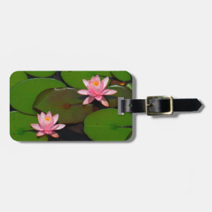 Pink lotus water lily flower garden, luggage tag