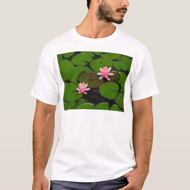 Pink lotus water lily flower  garden, T-Shirt (Front)