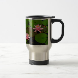 Pink lotus water lily flower  garden, travel mug