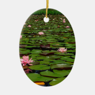 Pink lotus water lily flower pond ceramic tree decoration