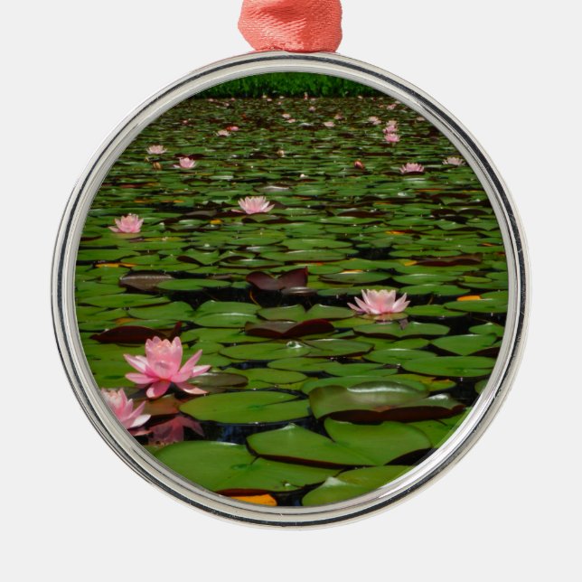 Pink lotus water lily flower pond metal tree decoration (Front)