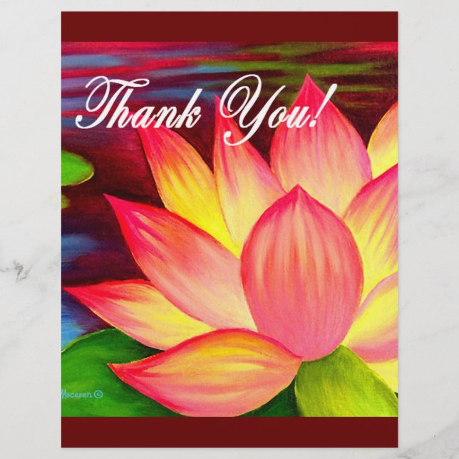 Pink Lotus Water Lily Flower Thank You - Multi Flyer (Front)