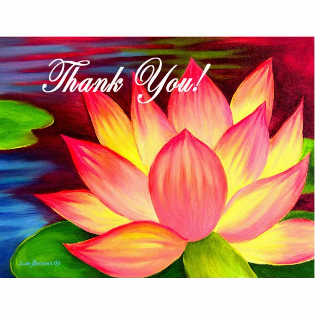 Pink Lotus Water Lily Flower Thank You - Multi Standing Photo Sculpture (Front)