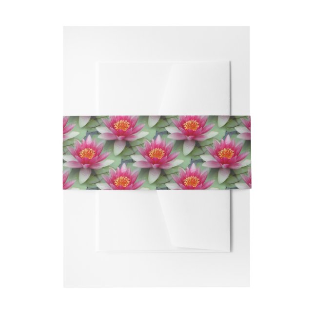 Pink Lotus Water Lily Invitation Belly Band (Front Example)