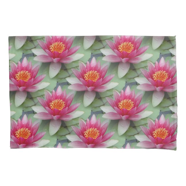 Pink Lotus Water Lily Pillowcase (Front)