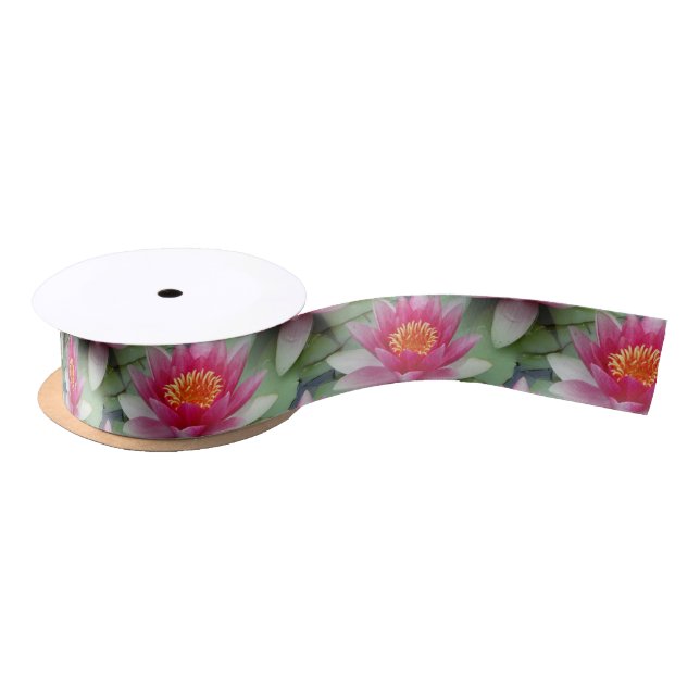 Pink Lotus Water Lily Satin Ribbon (Spool)