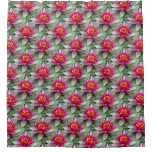 Pink Lotus Water Lily Shower Curtain (Front)