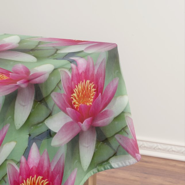 Pink Lotus Water Lily Tablecloth (In Situ)