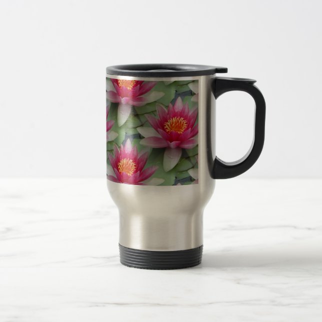 Pink Lotus Water Lily Travel Mug (Right)