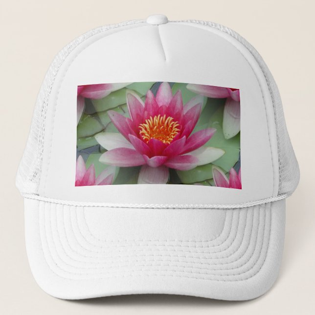 Pink Lotus Water Lily Trucker Hat (Front)
