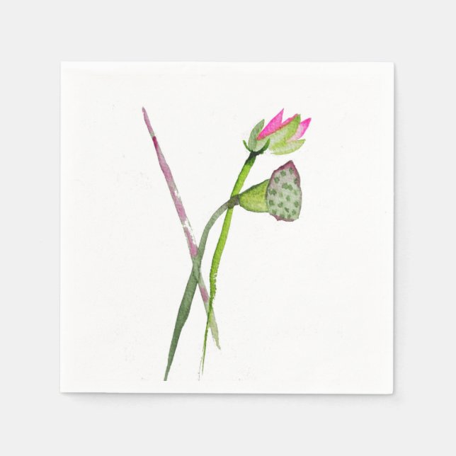 Pink Lotus watercolour Zen Buddhist art Napkin (Front)