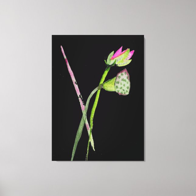 Pink Lotus watercolour Zen painting art Canvas Print (Front)