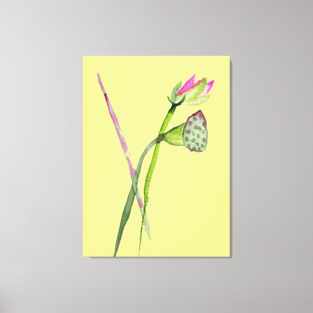 Pink Lotus watercolour Zen painting art Canvas Print (Front)