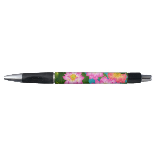 Pink Lotus Waterlily Flowers Pen (Front)