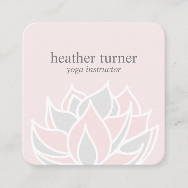 Pink Lotus wellness spa massage yoga  Square Busin Square Business Card (Front)