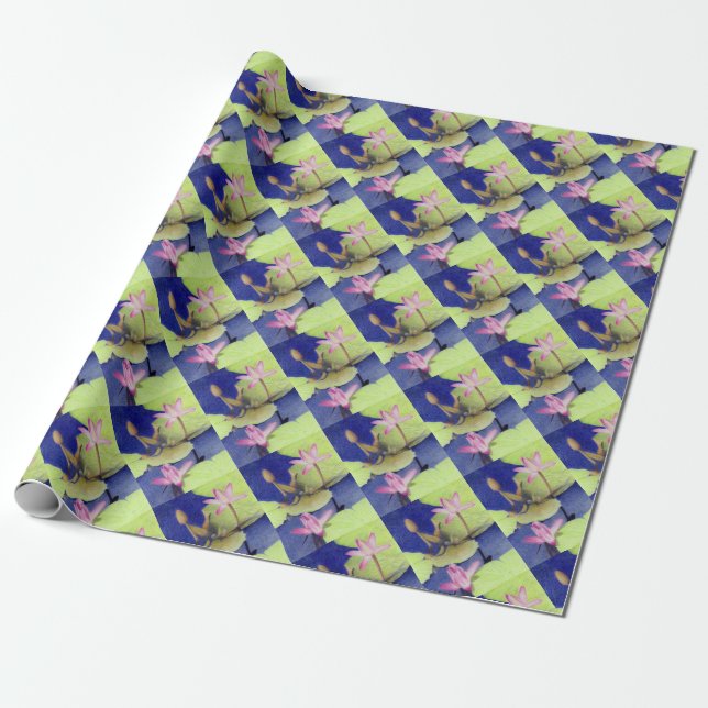 Pink Lotus Wrapping Paper (Unrolled)