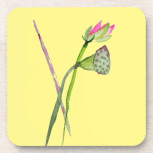Pink Lotus Zen flower Buddhist Art Coaster