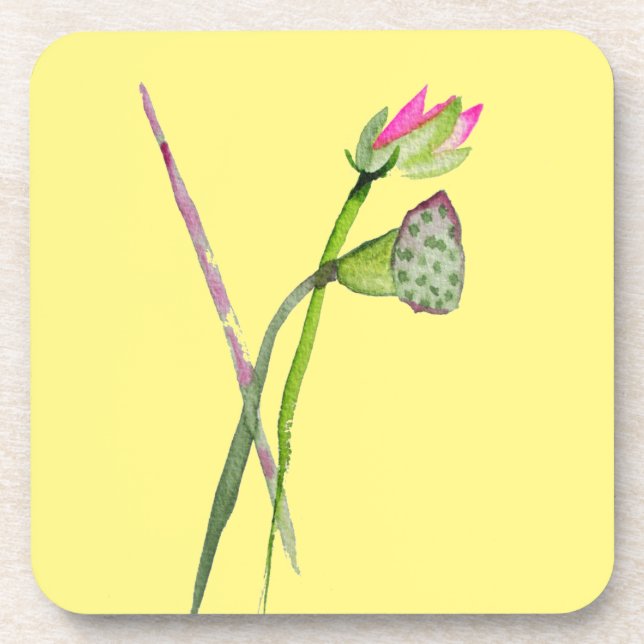 Pink Lotus Zen flower Buddhist Art Coaster (Front)