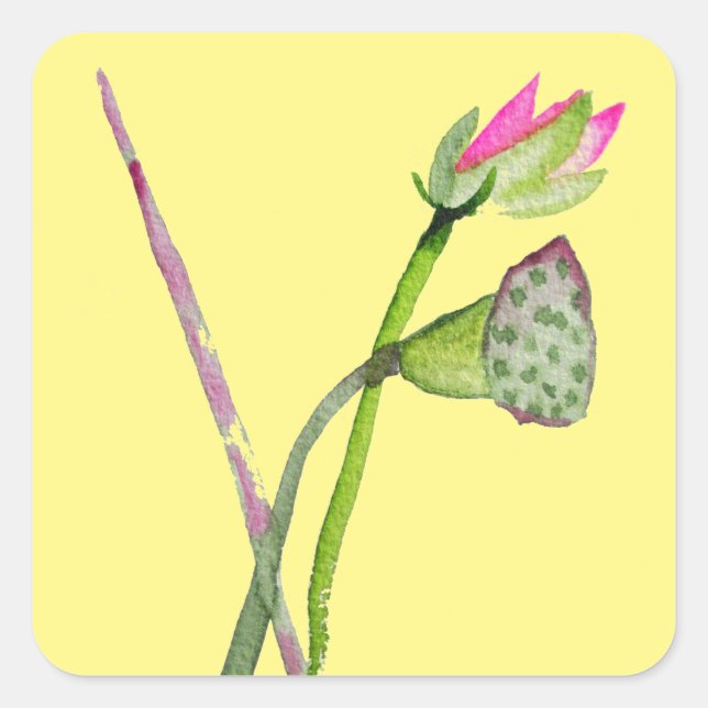 Pink Lotus Zen flower Buddhist Art Square Sticker (Front)
