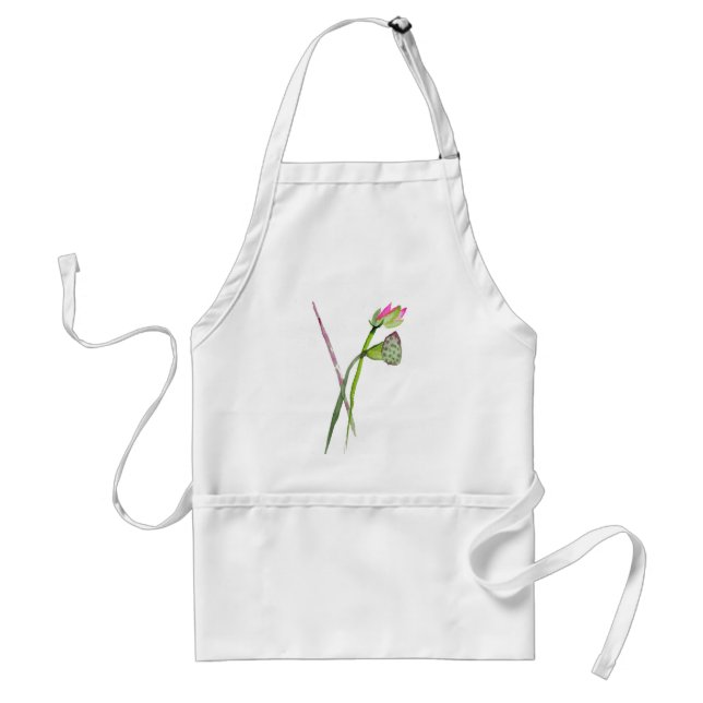 Pink Lotus Zen flower Buddhist Art Standard Apron (Front)