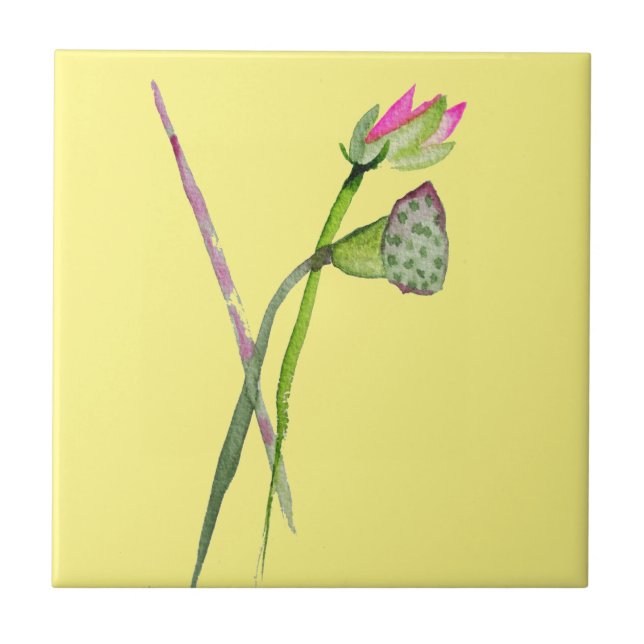 Pink Lotus Zen flower Buddhist Art Tile (Front)