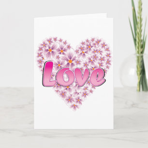 Pink Love and Daisies Holiday Card